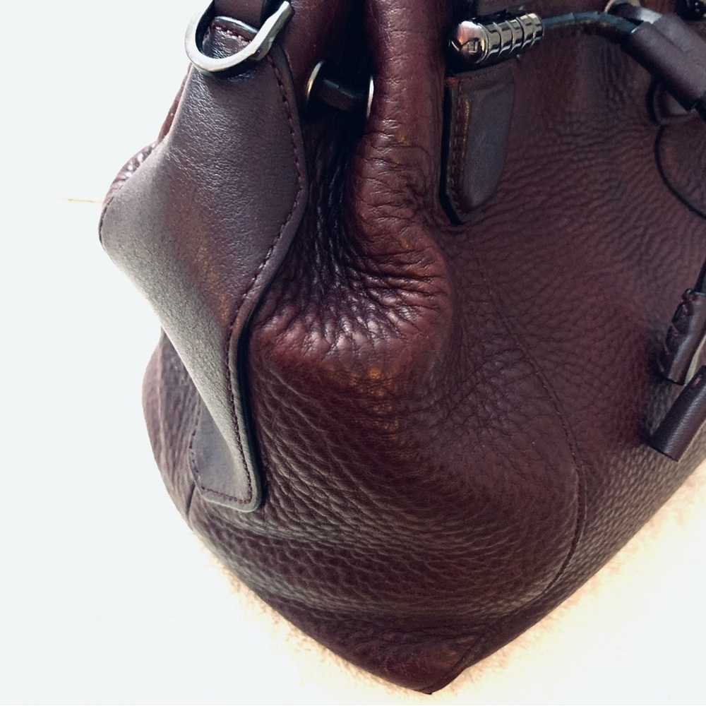 MACKAGE Maroon Pebbled Leather Satchel Bag - Picture 6 of 10